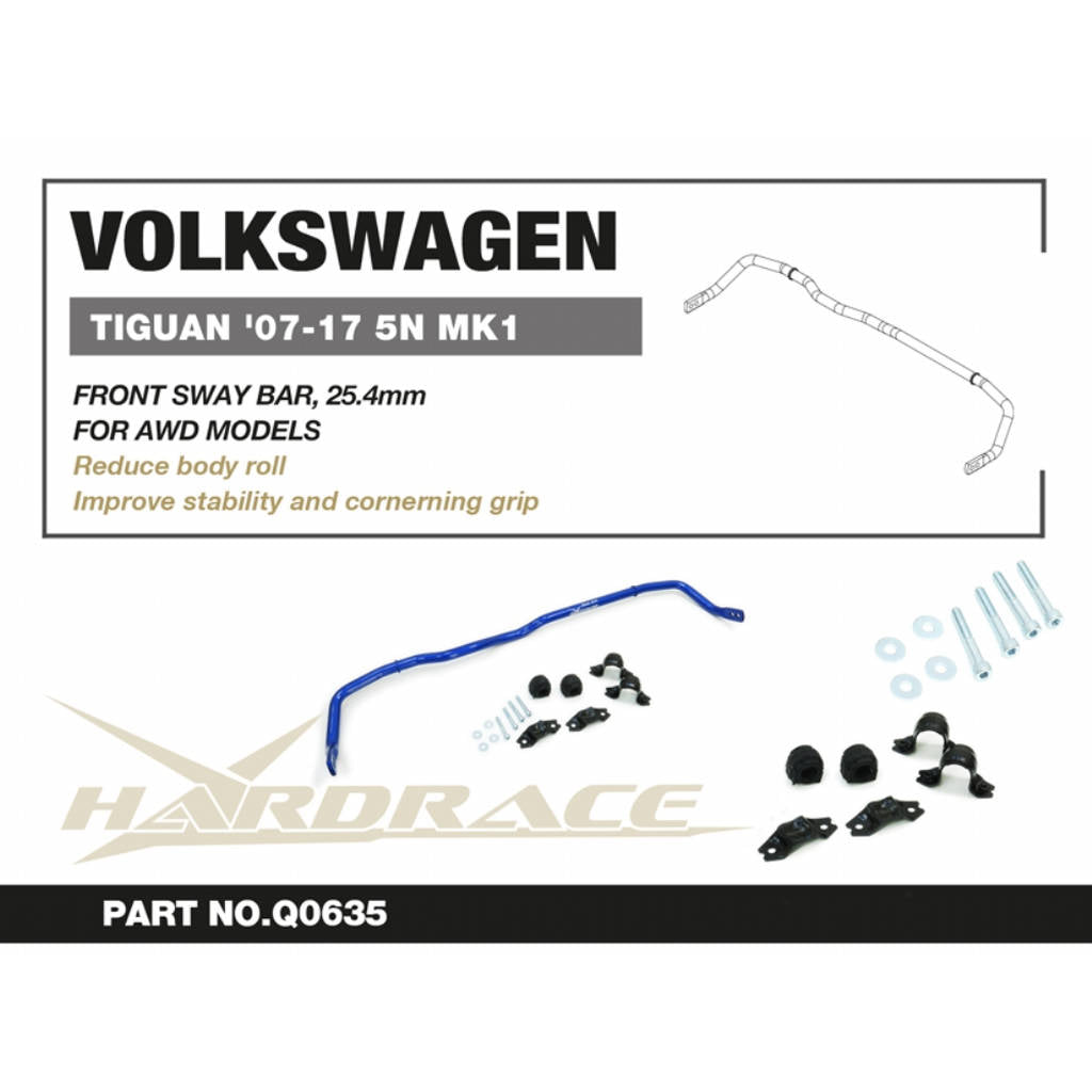 HARDRACE Q0635 Стабілізатор передній 25.4mm VW TIGUAN '07 -16 Photo-2 