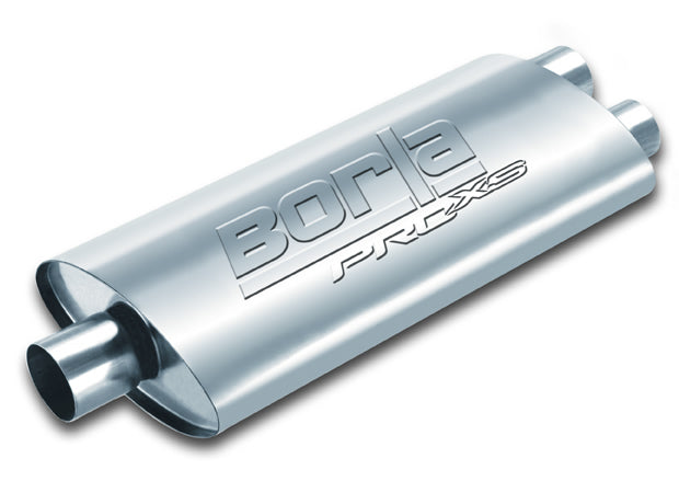 BORLA 40348 Глушник ProXS центральний / подвійна овальна вихідна труба 2,5" вхід, подвійний 2,5" вихід, 19" x 4" x 9.5" Photo-0 