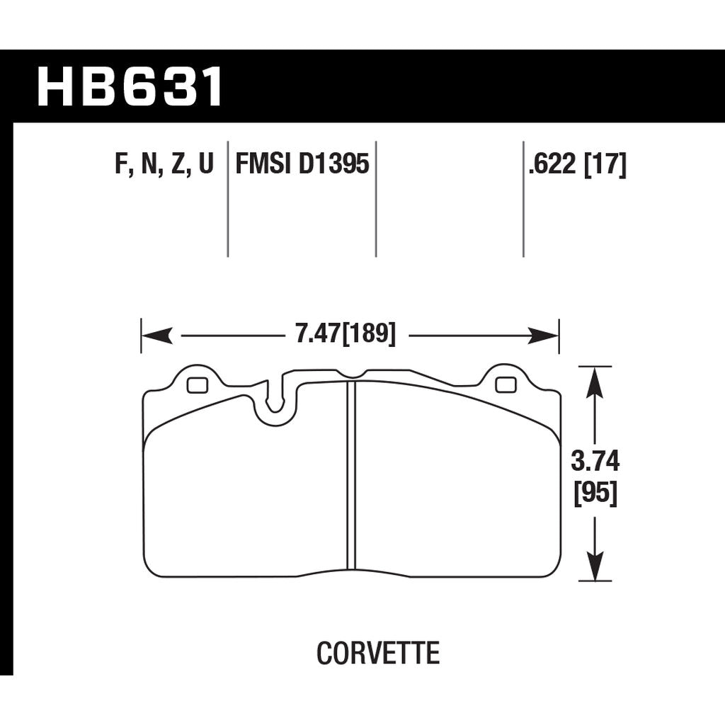 HAWK HB631F.622 Передні гальмівні колодки для CHEVROLET CORVETTE Z06/Z07/ZR1 Photo-2 