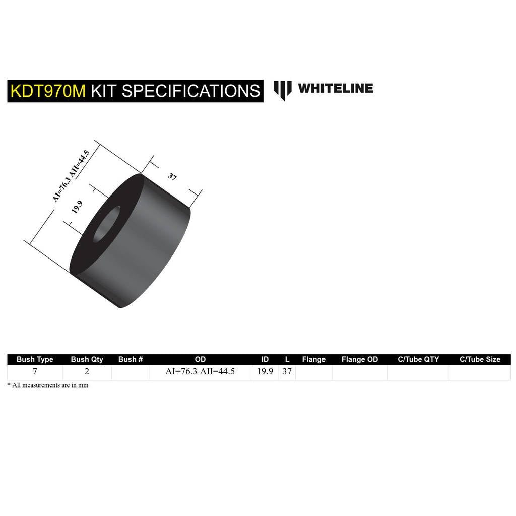 WHITELINE KDT970M Комплект втулок передньої нижньої опори двигуна для Hyundai/Kia Photo-3 