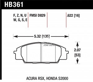 HAWK HB361F.622 Гальмівні колодки Civic Si 06+ Photo-2 