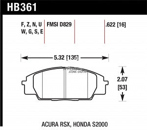 HAWK HB361F.622 Гальмівні колодки Civic Si 06+ Photo-1 