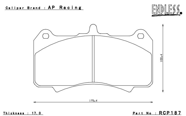 ENDLESS RCP187MX72Plus Гальмівні колодки AP Racing Radi-Cal CP7555D70 (17mm) Photo-1 