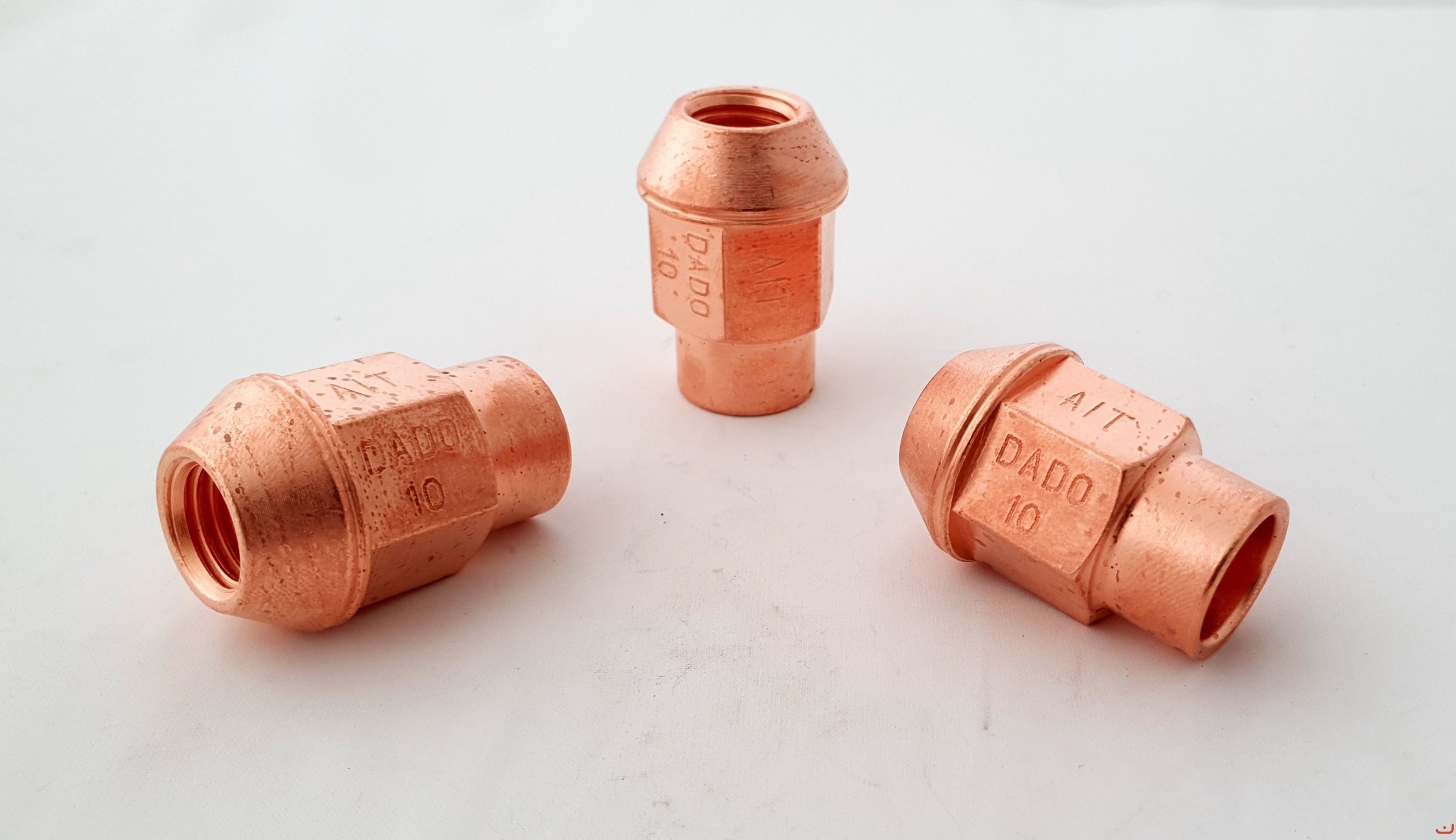 AITECH AIT-DADO-10 Гайка 12x1,5 ex 19mm, od 23mm steel coppered nut (MITSUBISHI gr. N) conical SEAT, total lenght 33mm Photo-1 