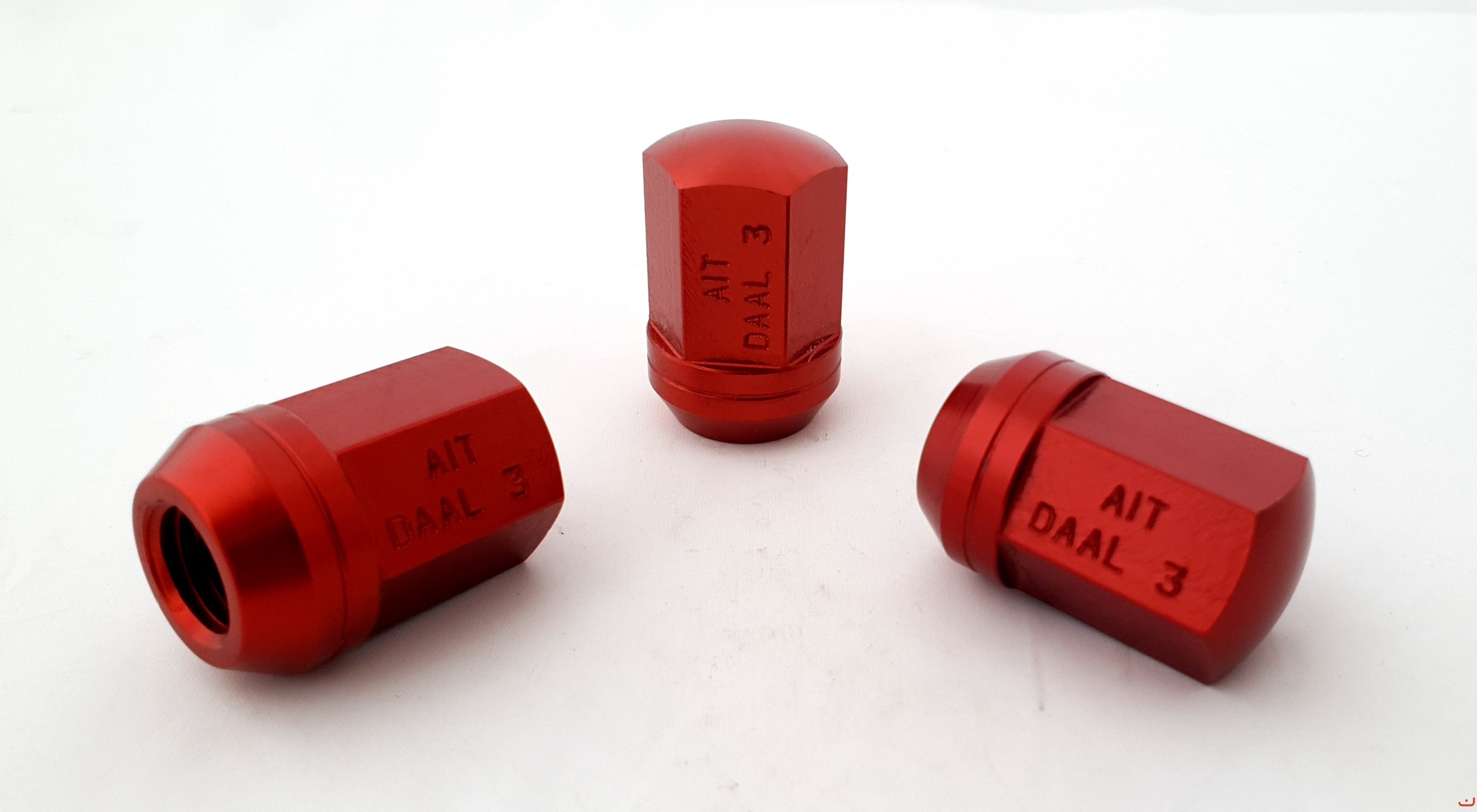AITECH AIT-DAAL3 Гайка 12x1,5 ex 19mm, od 22mm conical SEAT, total lenght 27mm Ergal alloy blank nut (red or blue) Photo-1 