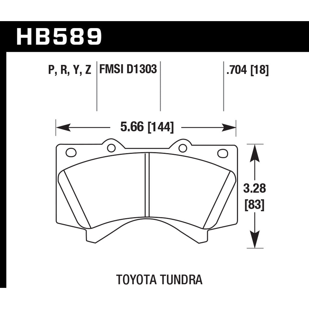HAWK HB589P.704 Гальмівні колодки SuperDuty передні для TOYOTA LC200/SEQUOIA/TUNDRA/LEXUS LX570 Photo-2 