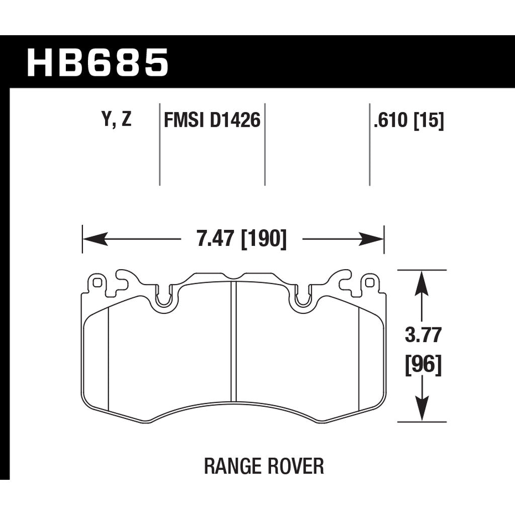 HAWK HB685Y.610 Передні гальмівні колодки LTS для RANGE ROVER Sport 2010+ (BREMBO) Photo-2 