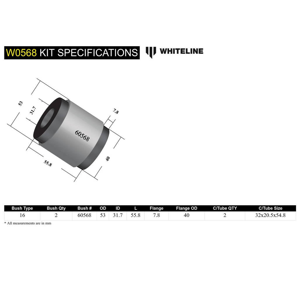 WHITELINE W0568 Нижня передня втулка поздовжнього важеля Photo-4 