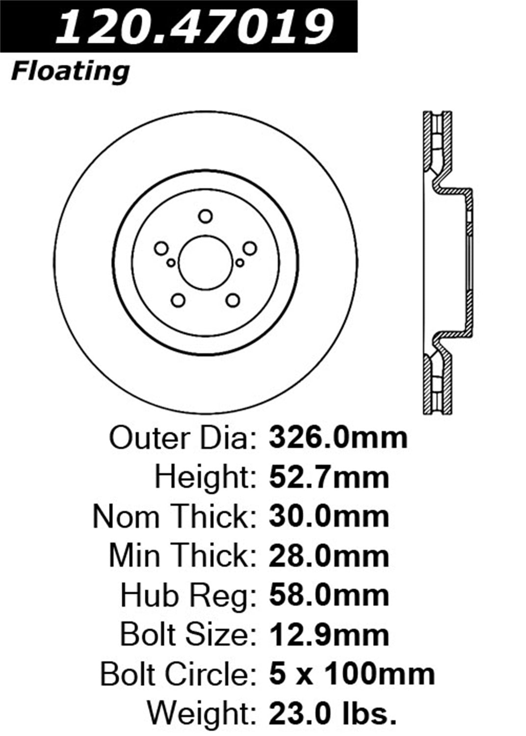 STOPTECH 126.47019 SL гальмівний диск передній лівий Sport з насічкою для SUBARU / TOYOTA 86 / BRZ / Impreza 2003-2020 Photo-1 