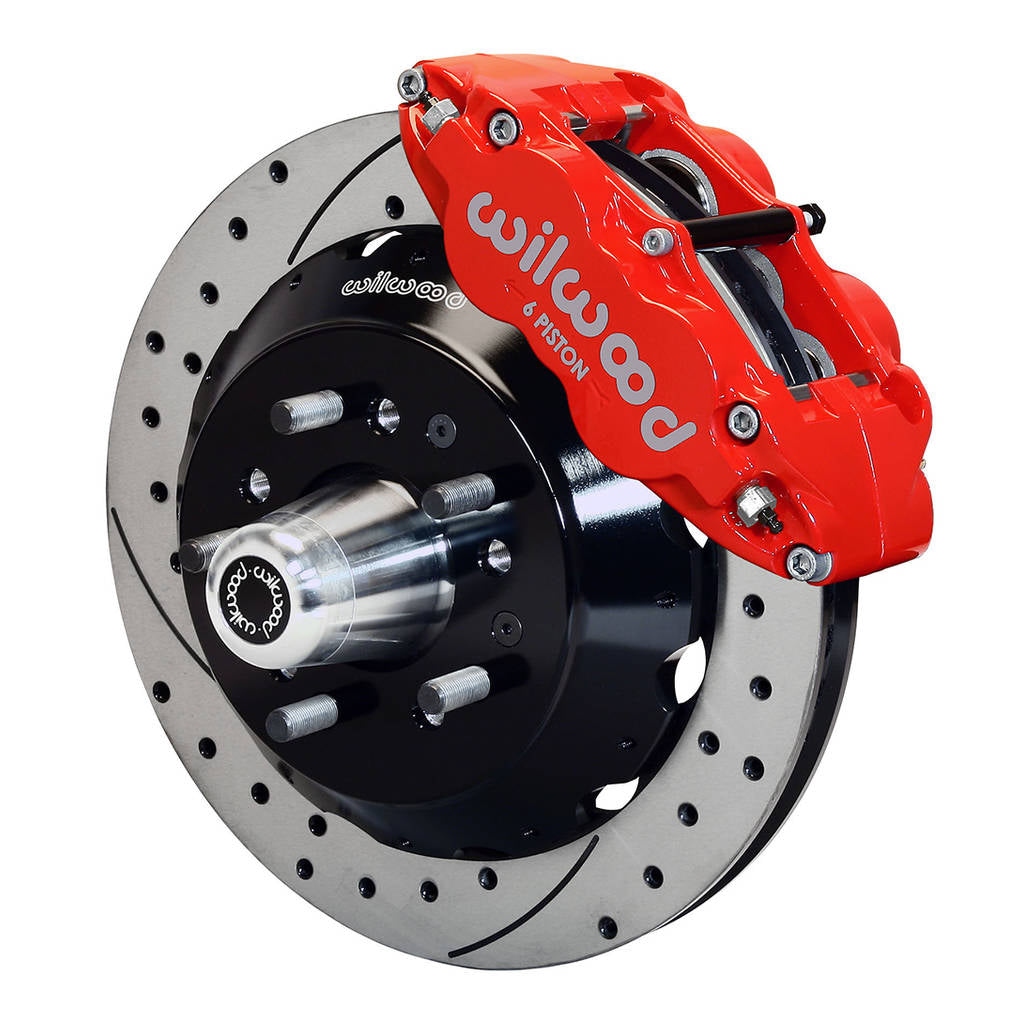 WILWOOD 140-10493-DR Комплект передніх гальм FNSL6R14.00" з перфорацією, червоні Photo-0 