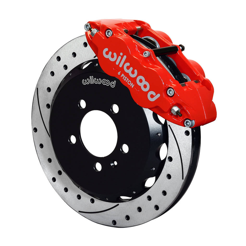 WILWOOD 140-12789-DR Комплект передніх гальм FNSL6R12.88" з перфорацією, червоний Photo-0 