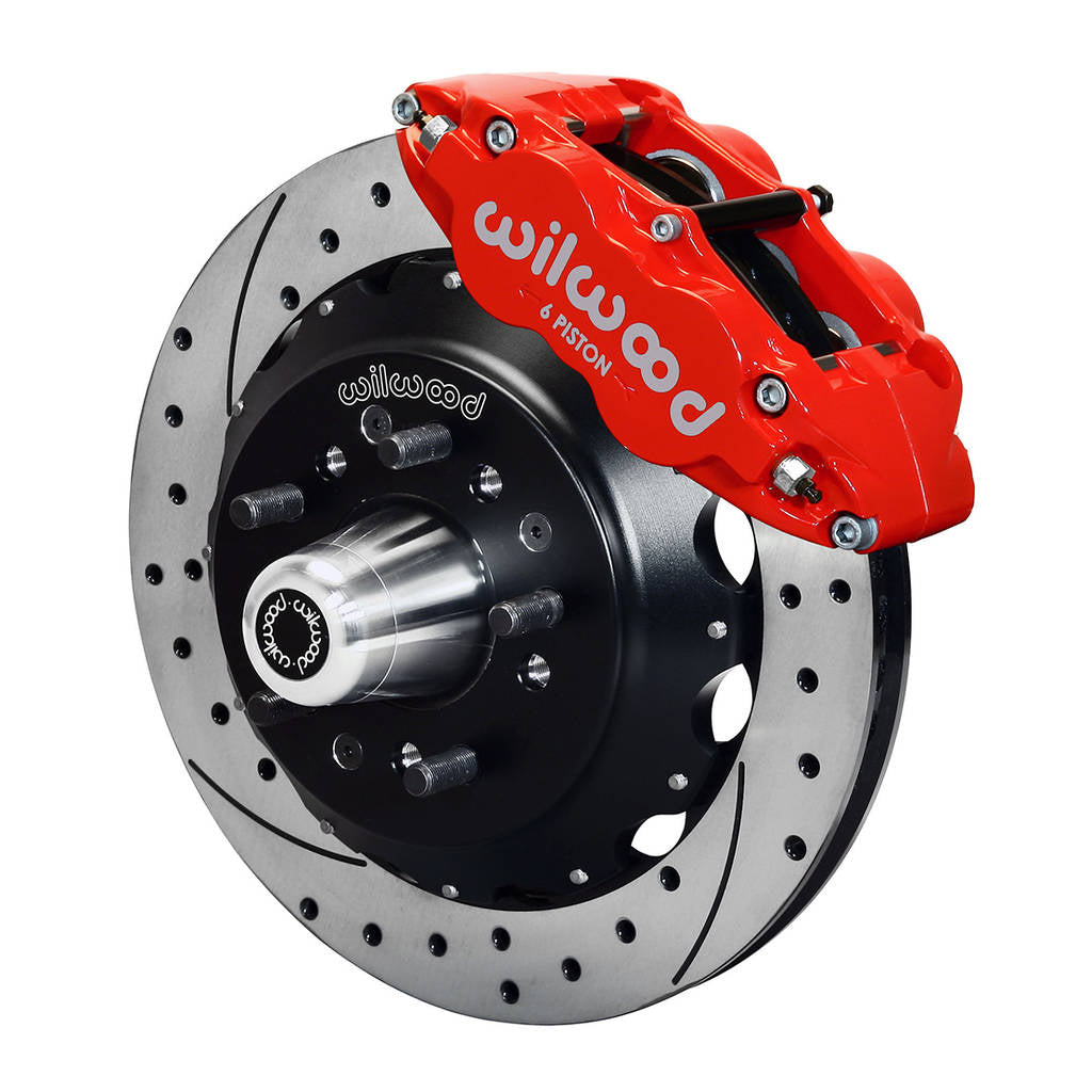 WILWOOD 140-12299-DR Комплект передніх гальм FNSL6R14.00" з перфорацією, червоні Photo-0 
