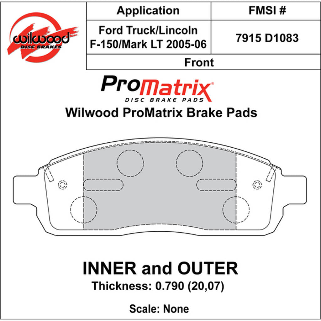 WILWOOD 150-D1083K Гальмівні колодки Promatrix, D1083 Photo-0 