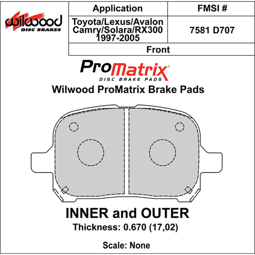 WILWOOD 150-D0707K Гальмівні колодки Promatrix, D707 Photo-0 