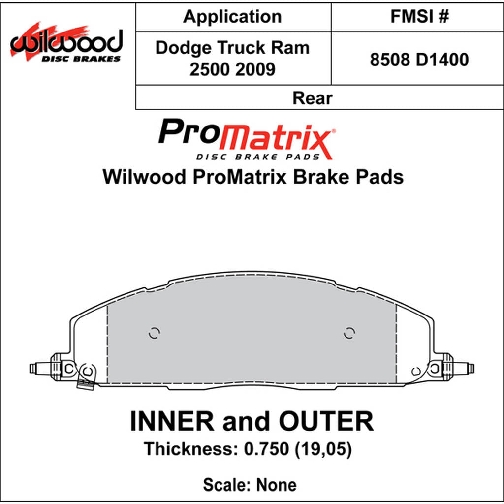 WILWOOD 150-D1400K Гальмівні колодки Promatrix, D1400 Photo-0 