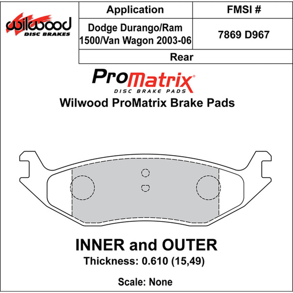 WILWOOD 150-D0967K Гальмівні колодки Promatrix, D967 Photo-0 