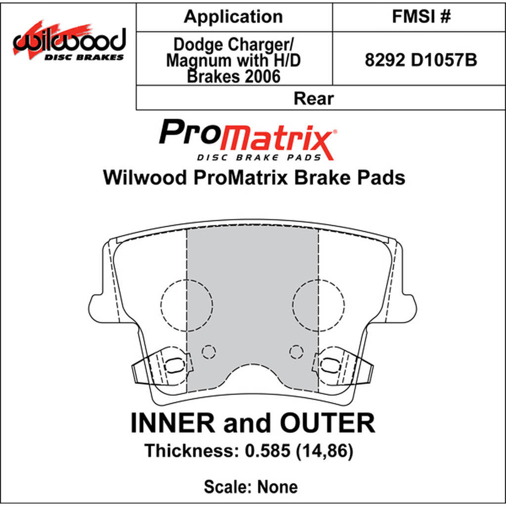 WILWOOD 150-D1057BK Гальмівні колодки Promatrix, D1057B Photo-0 