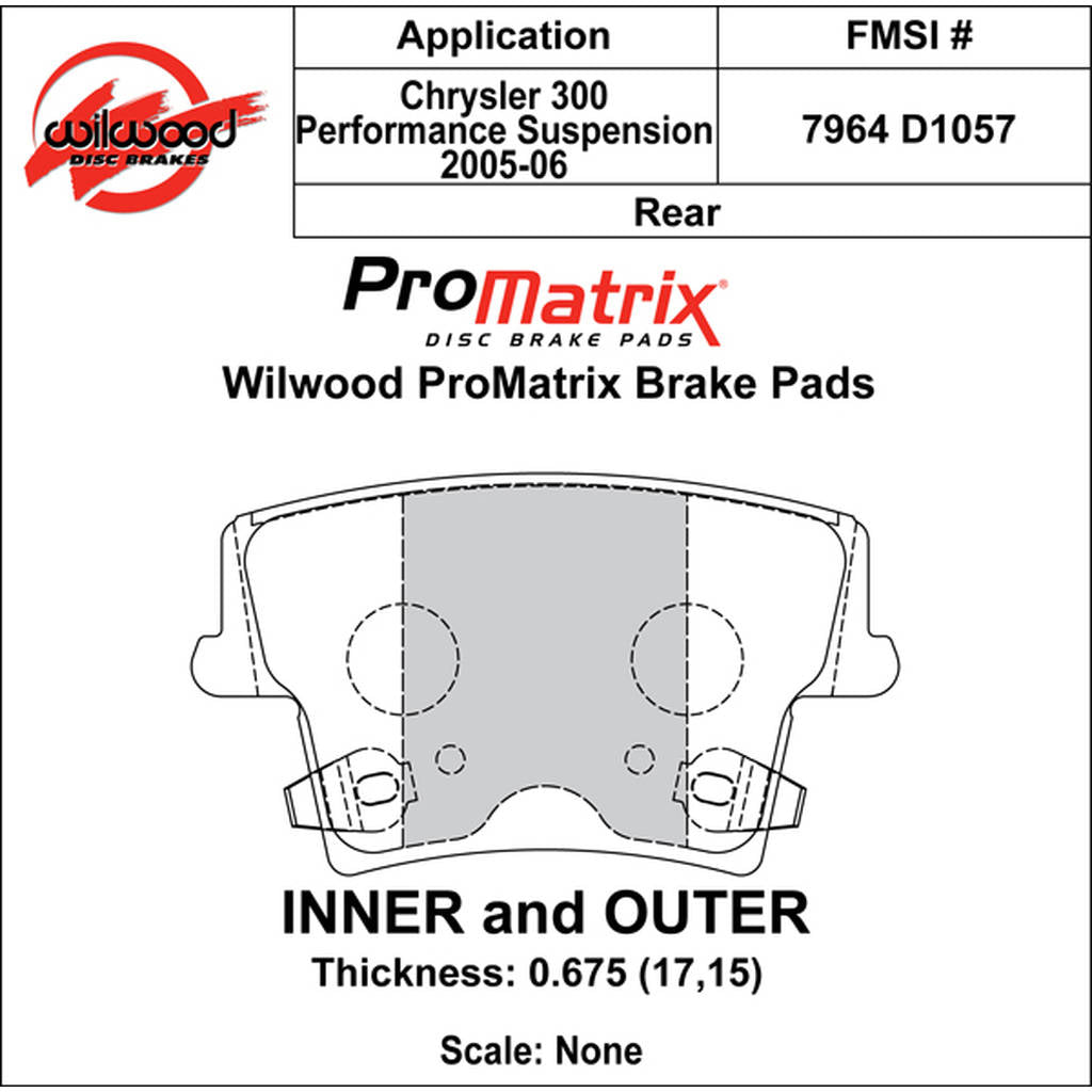 WILWOOD 150-D1057K Гальмівні колодки Promatrix, D1057 Photo-0 