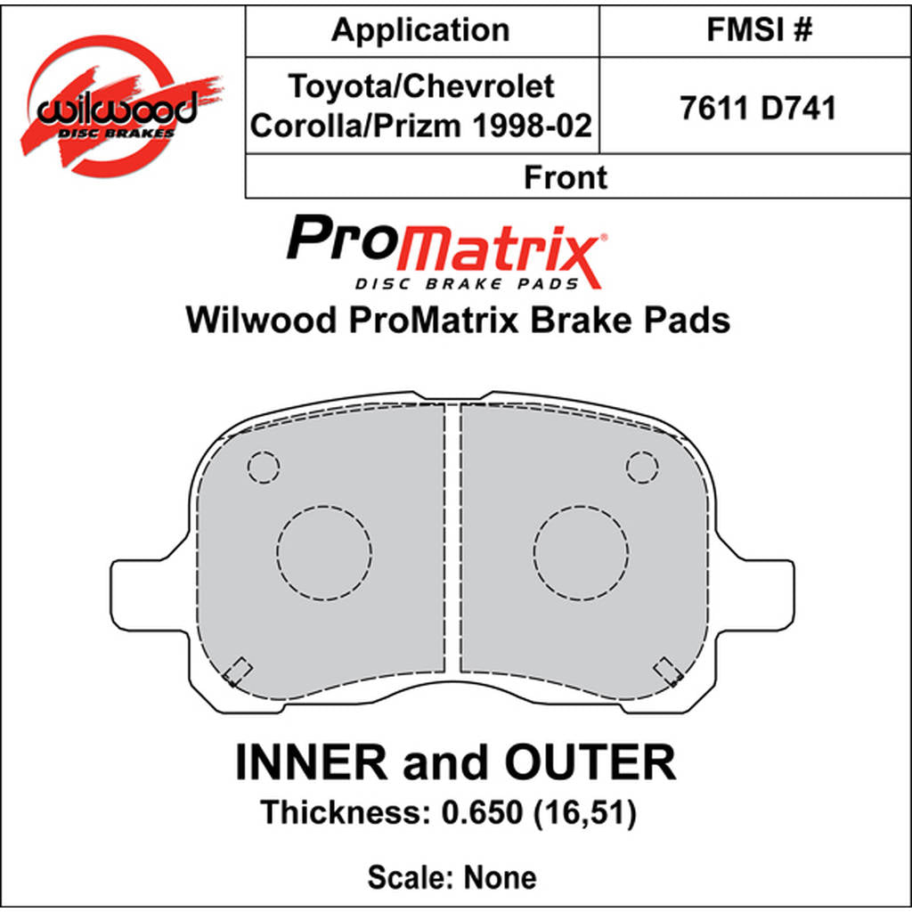 WILWOOD 150-D0741K Гальмівні колодки Promatrix, D741 Photo-0 
