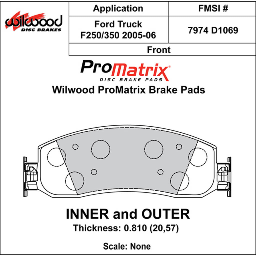 WILWOOD 150-D1069K Гальмівні колодки Promatrix, D1069 Photo-0 
