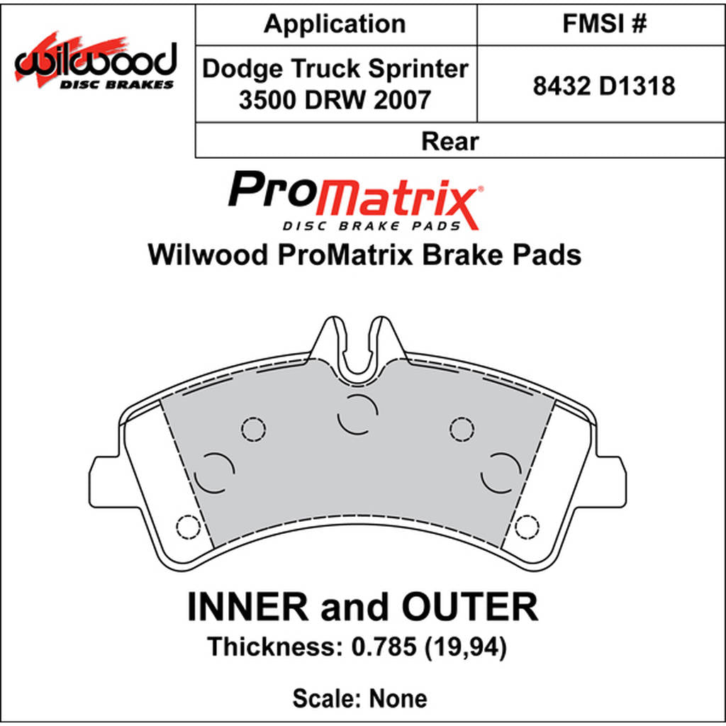 WILWOOD 150-D1318K Гальмівні колодки Promatrix, D1318 Photo-0 