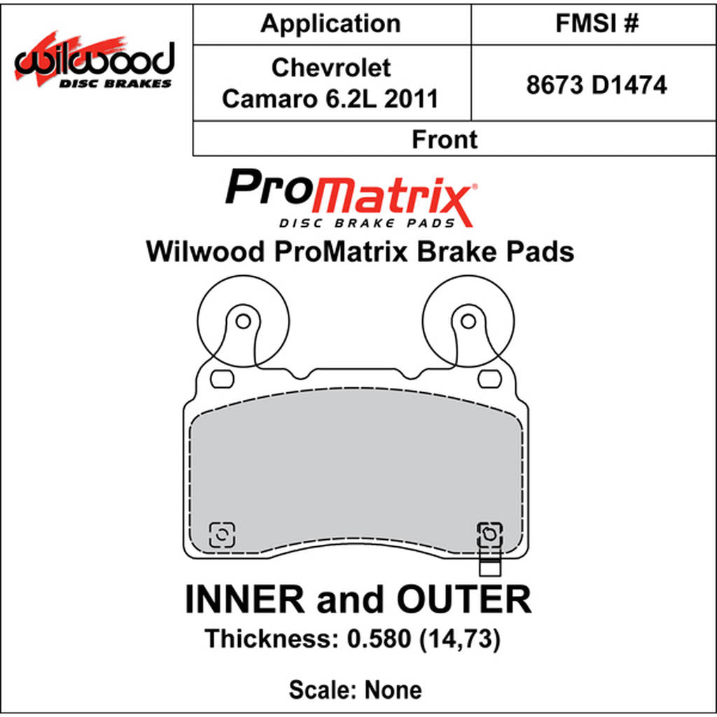WILWOOD 150-D1474K Гальмівні колодки Promatrix, D1474 Photo-0 