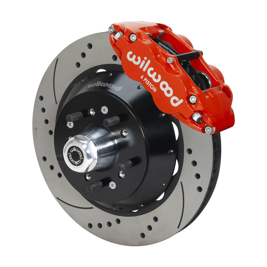 WILWOOD 140-14841-DR Комплект передніх гальм FNSL6R14.00" з перфорацією, червоні Photo-0 