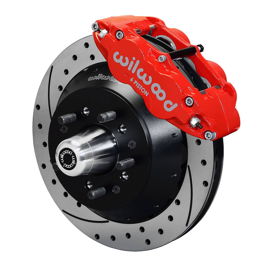 WILWOOD 140-13655-DR Комплект передніх гальм FNSL6R14.00" з перфорацією, червоні Photo-0 