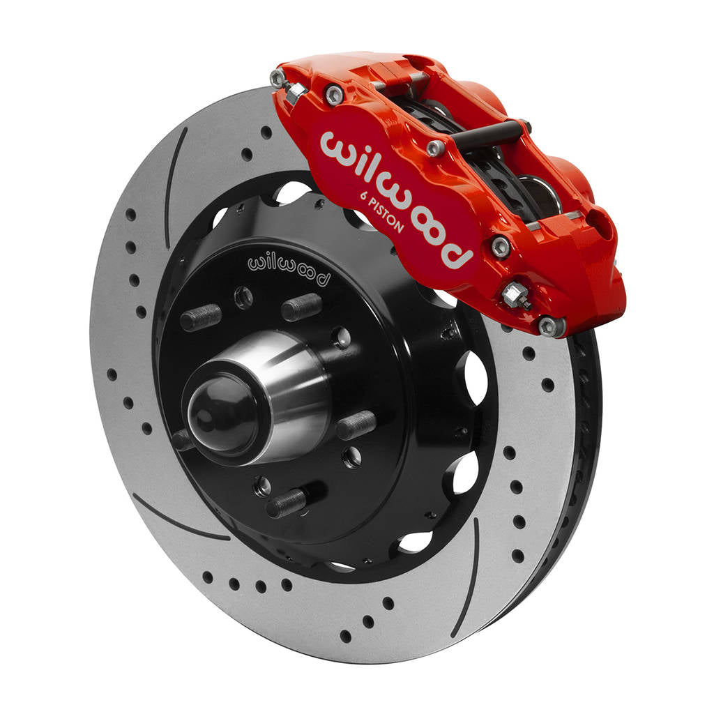 WILWOOD 140-15950-DR Комплект передніх гальм FNSL6R14.00" з перфорацією, червоні Photo-1 