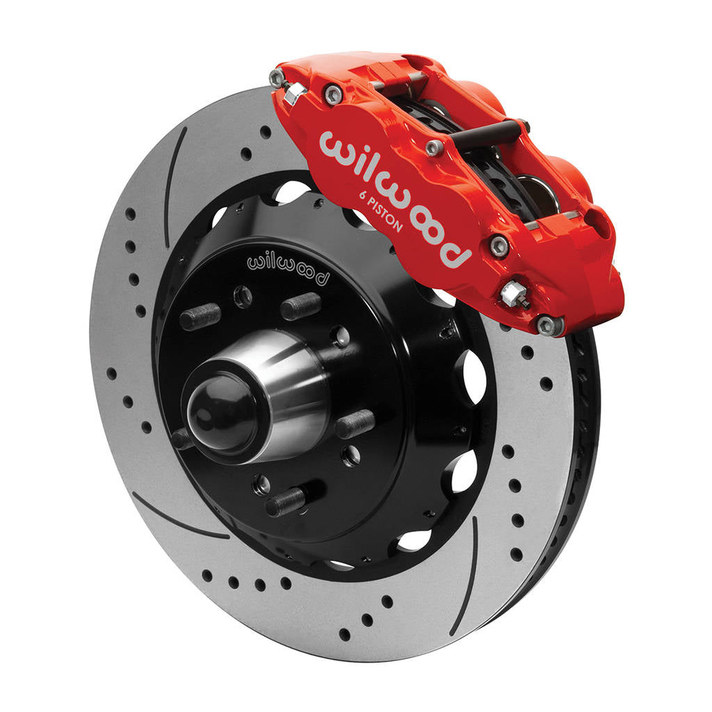 WILWOOD 140-15942-DR Комплект передніх гальм FNSL6R14.00" з перфорацією, червоні Photo-1 