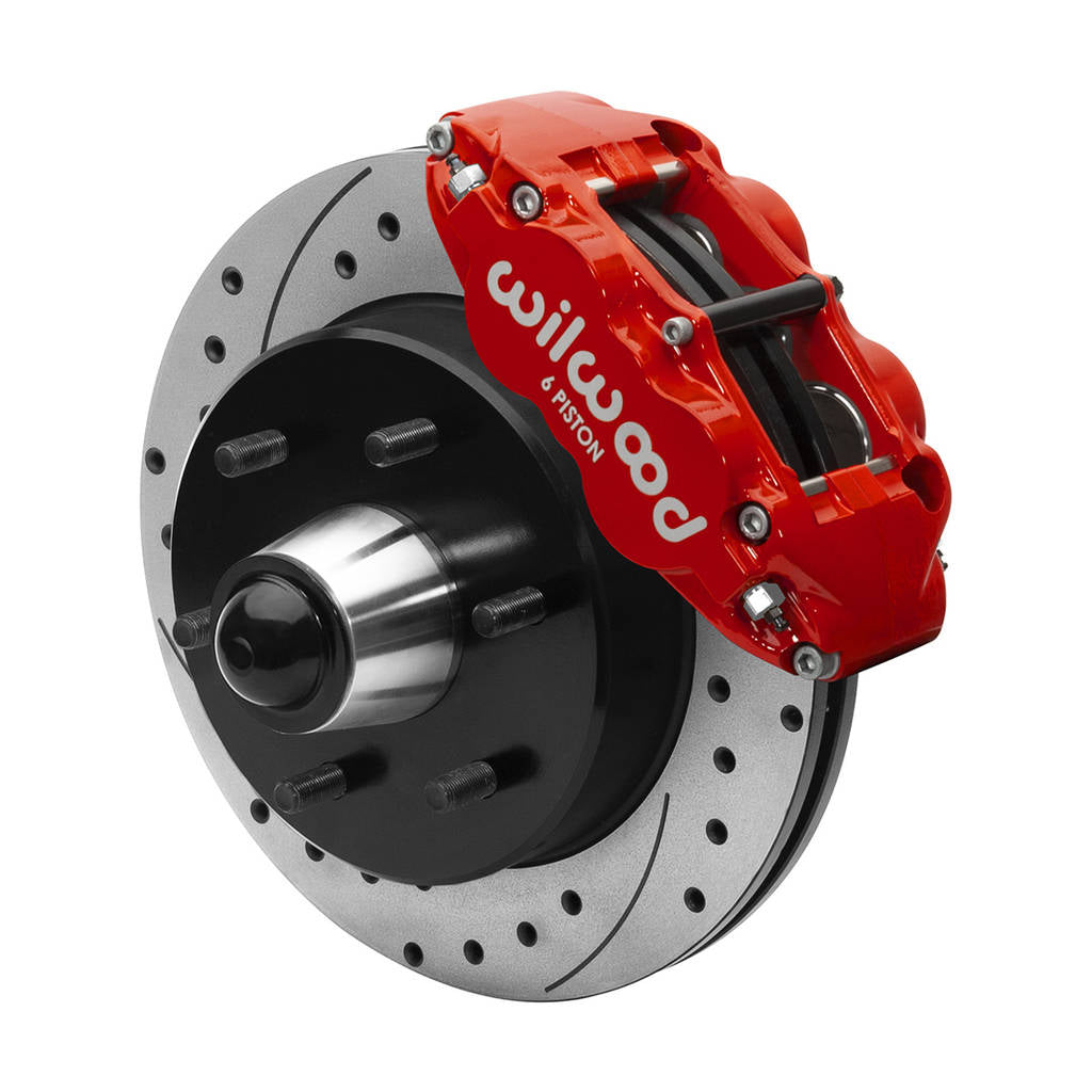 WILWOOD 140-15944-DR Комплект передніх гальм FNSL6R 12.19" 1 PC Rotor&Hub, з перфорацією червоний Photo-1 