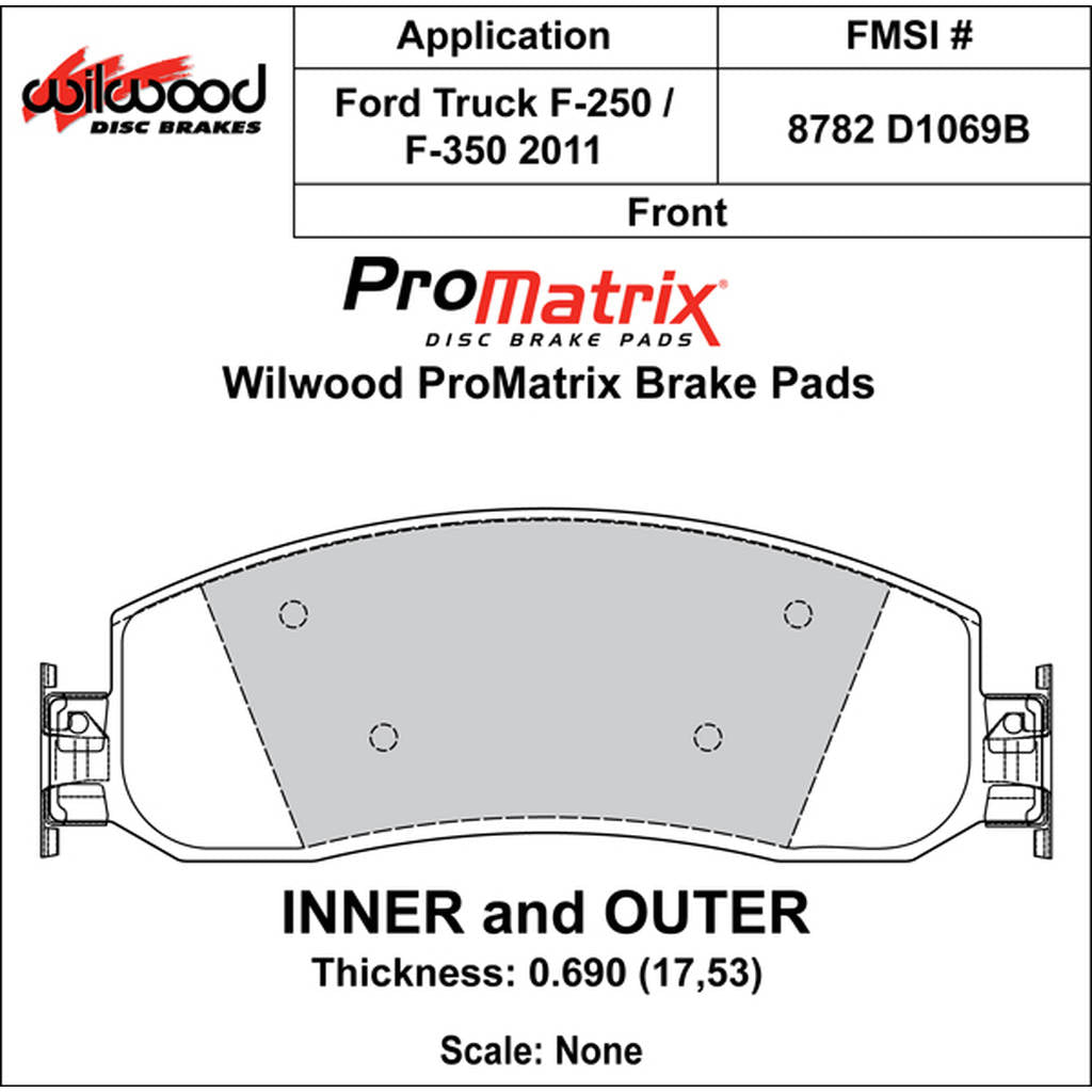 WILWOOD 150-D1069BK Гальмівні колодки Promatrix, D1069B Photo-0 