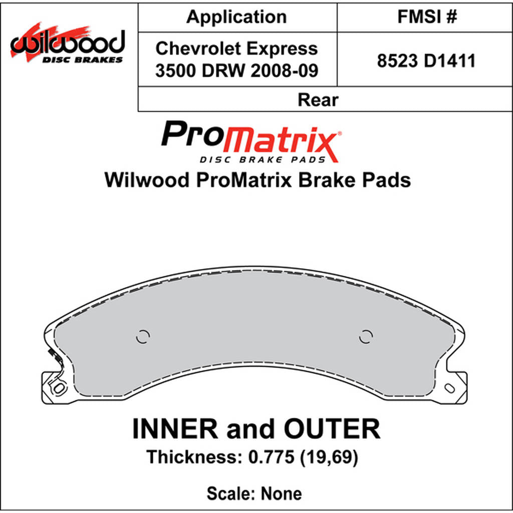 WILWOOD 150-D1411K Гальмівні колодки Promatrix, D1411 Photo-0 