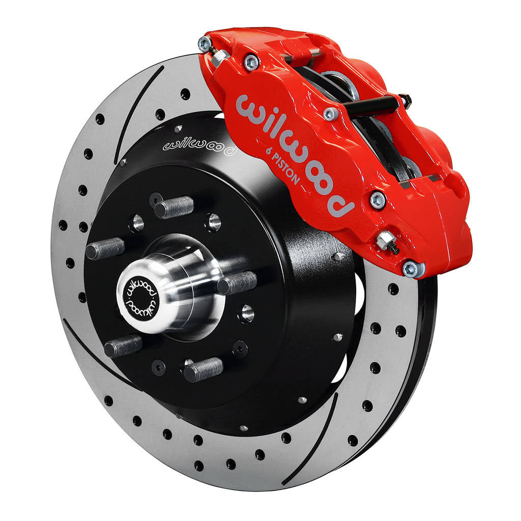 WILWOOD 140-9804-DR Комплект передніх гальм FNSL6R14.00" з перфорацією, червоні Photo-0 