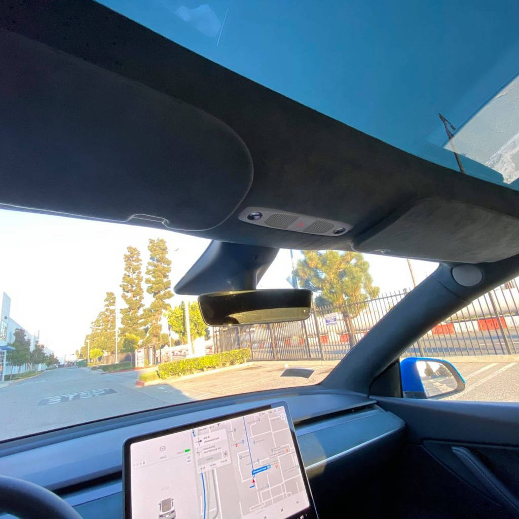 UNPLUGGED PERFORMANCE UP-MY-331-1.1 Покриття стелі з алькантари чорний для TESLA Model Y Photo-3 