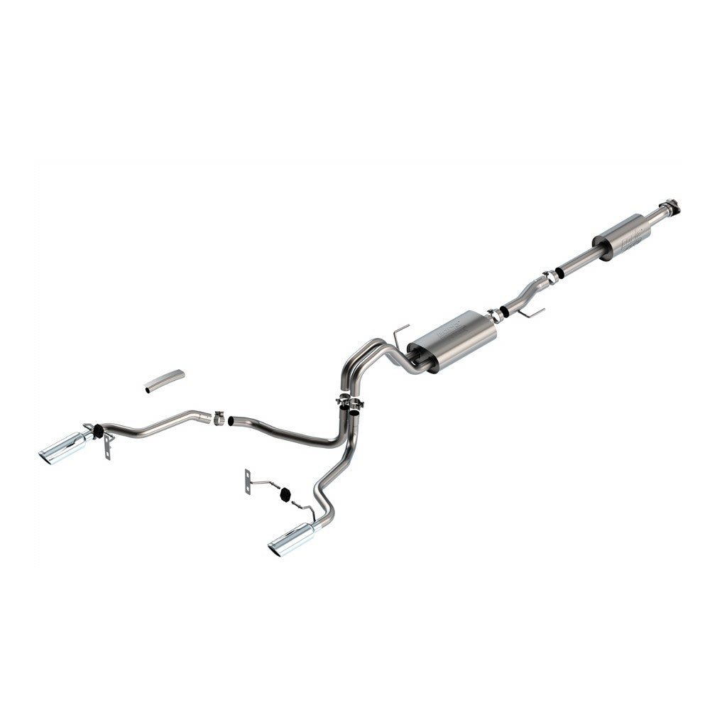 BORLA 140879 Вихлопна система Cat-Back ATAK 2.25 дюйма CC SB EC STB (145.4" WB) XL, XLT, LARIAT, KING RANCH, PLATINUM, LTD 3", S RD RL AC SR Наконечник: 4" RD X 14" для Ford F-150 3.3L V6 AT 2+4WD 4DR 2021 Photo-0 