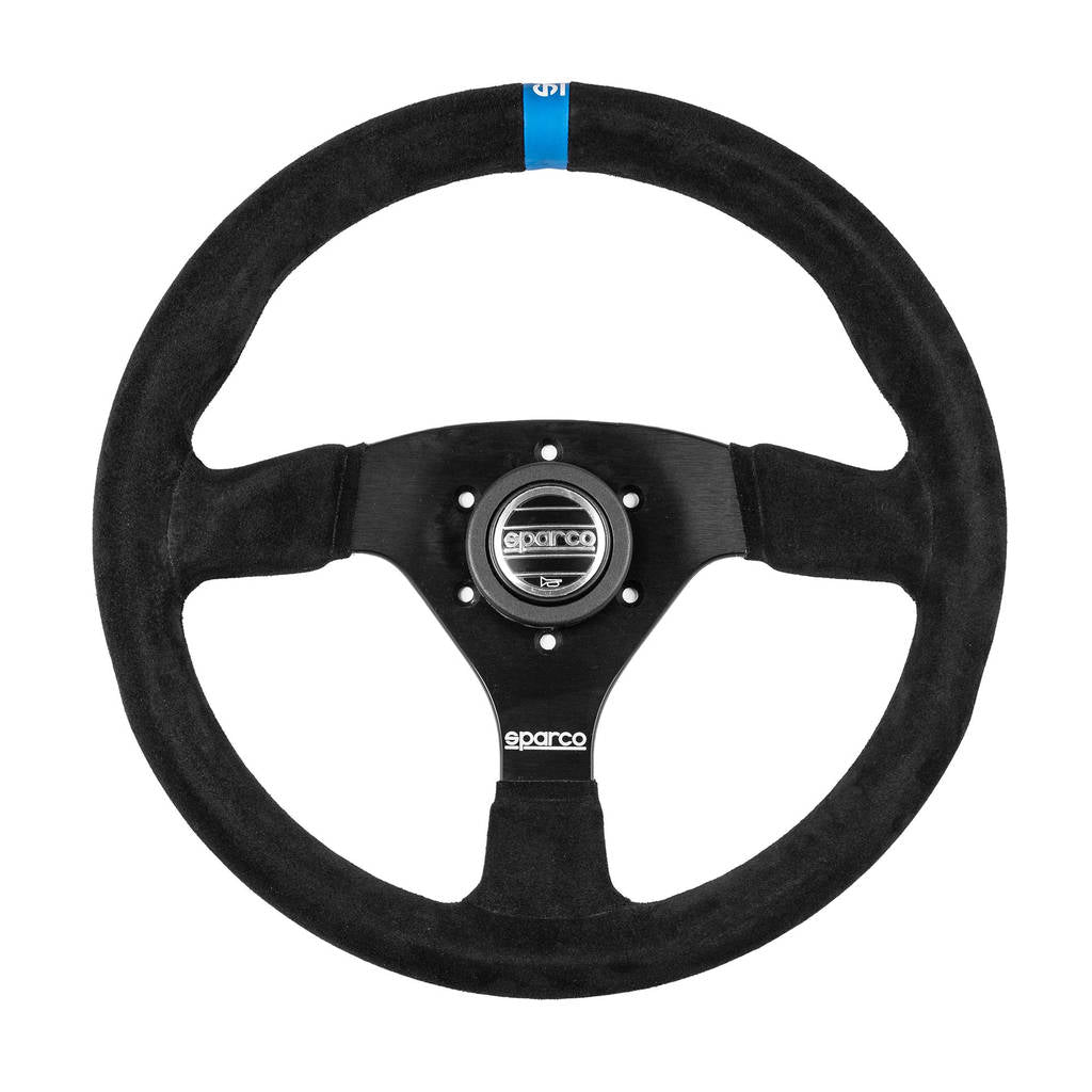 SPARCO 015R383PSNLOGO Кермо R383, замша, чорний, синя мітка, діам.330мм, виліт 39мм Photo-0 