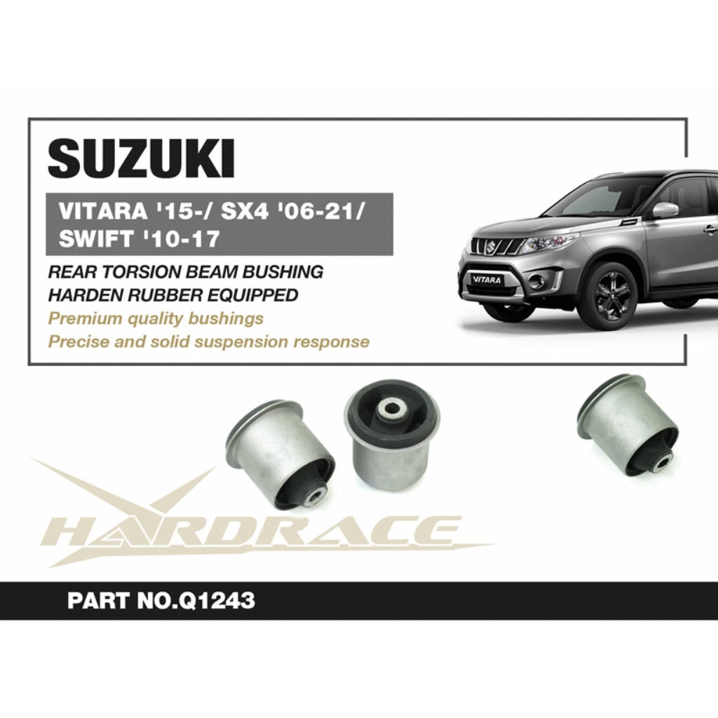 HARDRACE Q1243 Сайлентблоки нижньої торсіонної балки загартовані 2 шт для SUZUKI Vitara 2015/ SX4 2006-2021/ Swift 2010-2017 Photo-1 