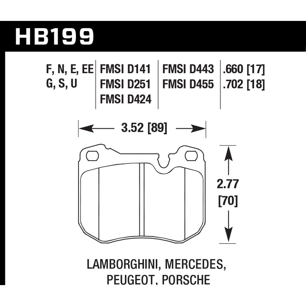 HAWK HB199D.702 Передні гальмівні колодки ER-1 Endurance Racing для PORSCHE 944 1985-1989/ PEUGEOT 505 1981-1989 Photo-2 