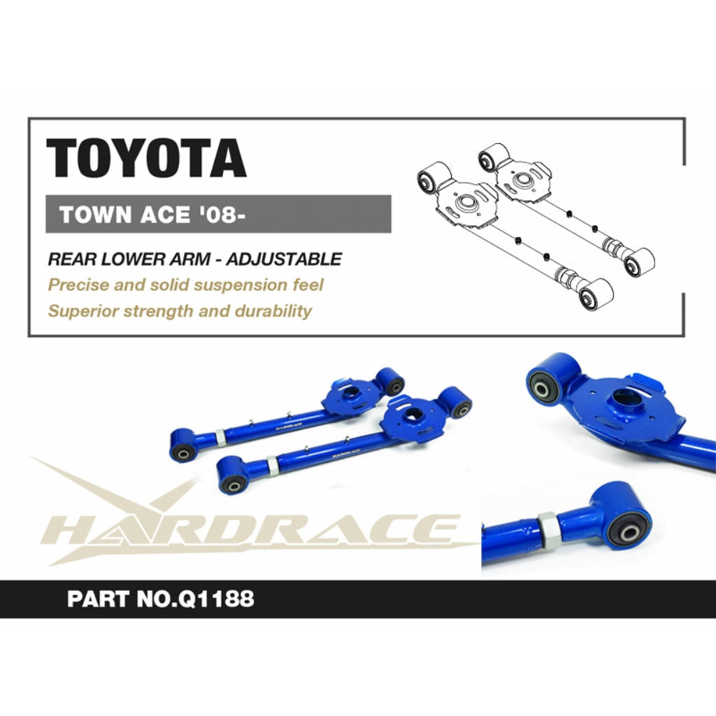 HARDRACE Q1188 Задній нижній важіль - регульований (жорстка гума) - 2 шт для TOYOTA TOWN ACE 2008+ Photo-1 