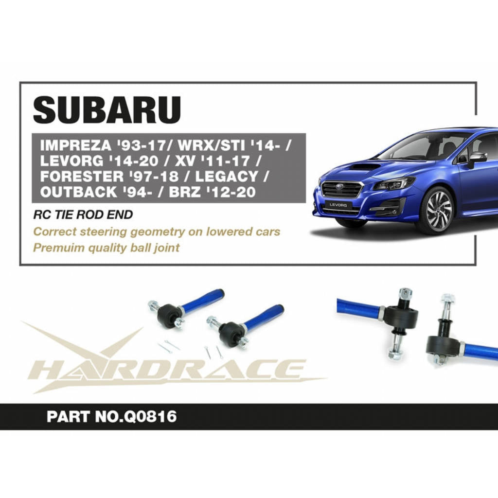 HARDRACE Q0816 Наконечник тяги - для RALLY 2 шт для IMPREZA '93-17 / WRX / STI '14- / LEVORG '14-20 / XV '11- / FORESTER '97- / LEGACY / OUTBACK '94- / BRZ / TOYOTA 86 '12-20 Photo-1 