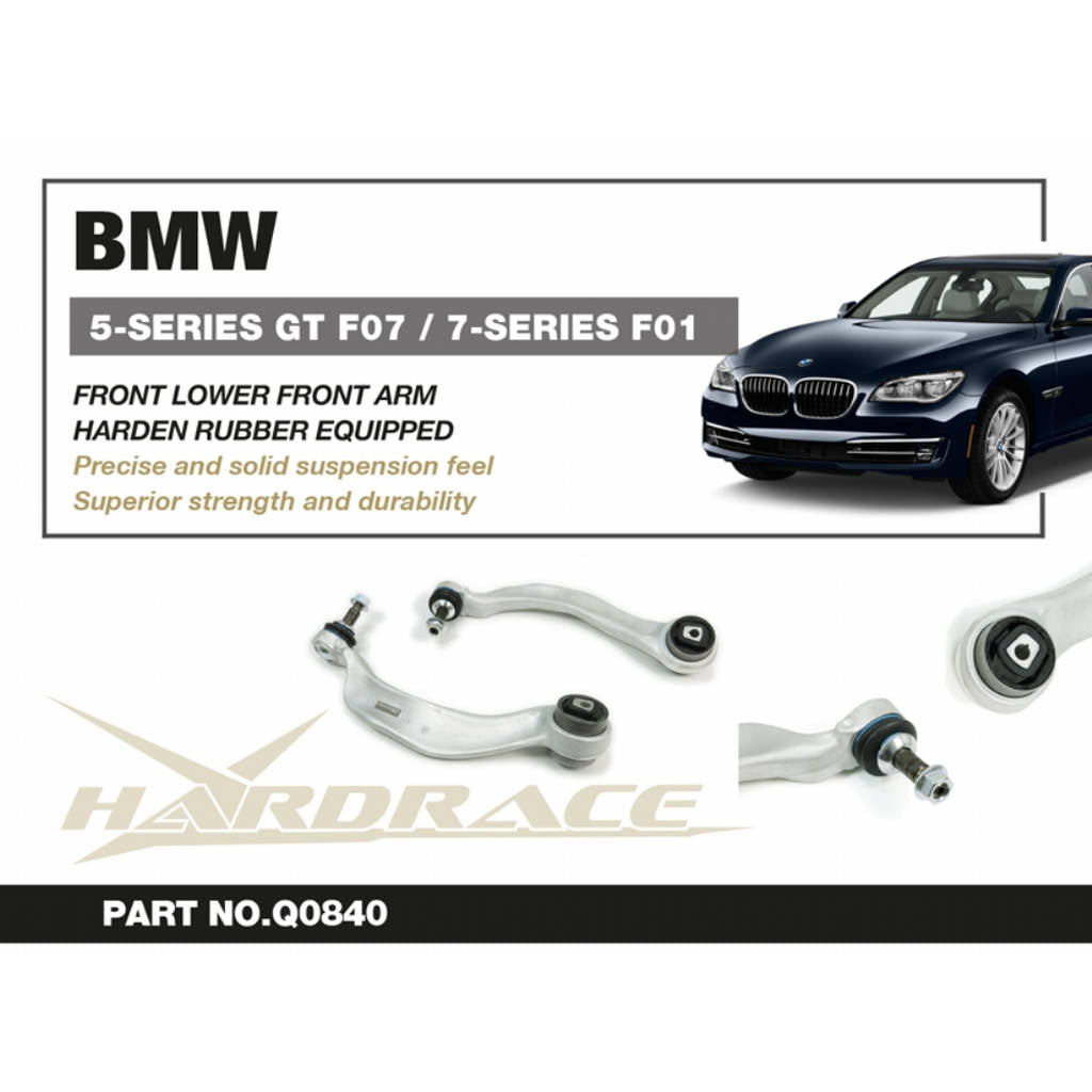 HARDRACE Q0840 Передній нижній Передній важіль - (Жорстка гума) - 2 шт для BMW 5'S GT F07 / 7'S F01 / F02 RWD Photo-1 