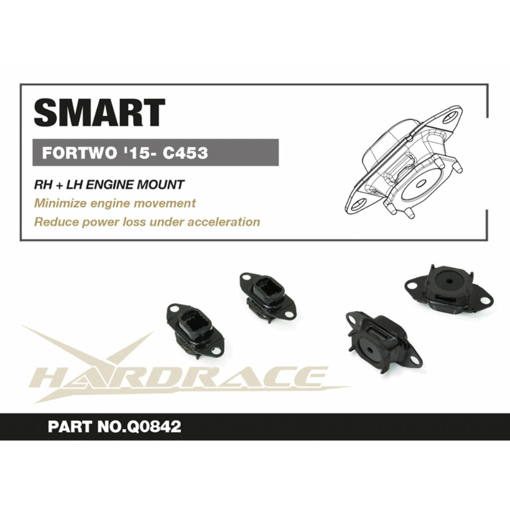 HARDRACE Q0842 Кріплення двигуна - праве і ліве (Жорстка гума) - 2 шт для SMART FORTWO '15- C453 Photo-1 