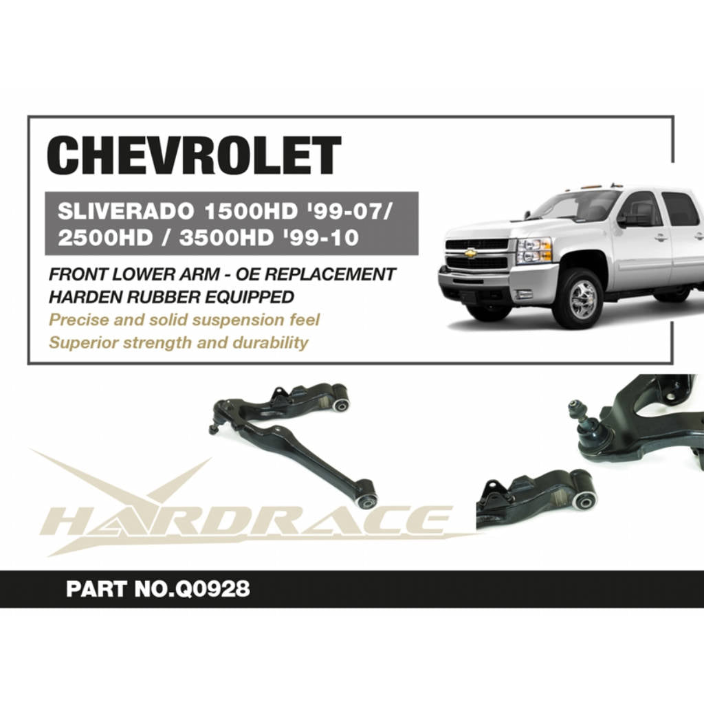 HARDRACE Q0928 Передній нижній важіль - OE Заміна (Жорстка гума) - 2 шт для CHEVROLET SILVERADO / GMC SIERRA 1500HD '99-07 / 2500HD / 3500HD '99-10 Photo-1 