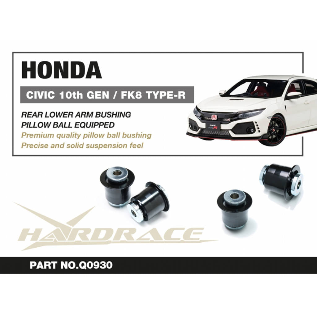 HARDRACE Q0930 Втулки (Задній нижній важіль) (Сферична подушка) - 2 шт для HONDA CIVIC '16-21 / TYPE-R FK8 '17- Photo-1 