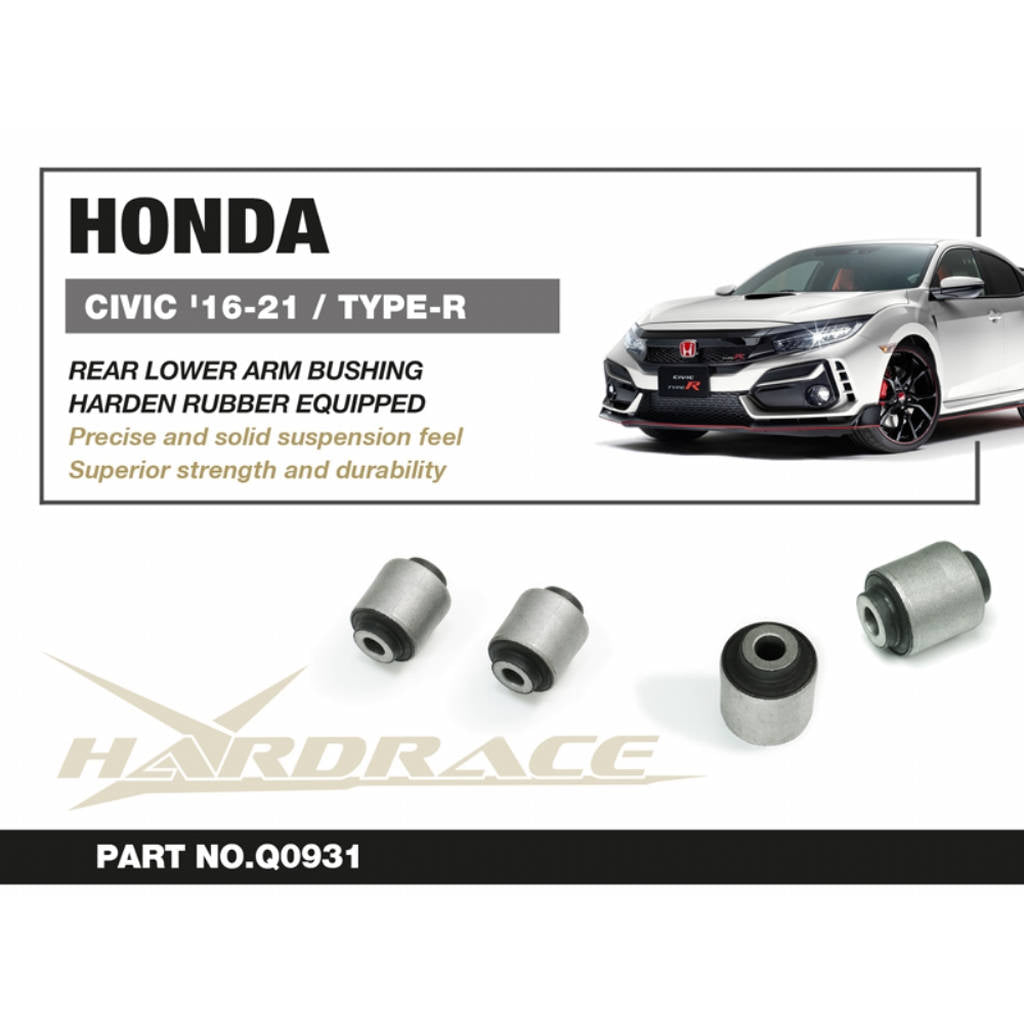 HARDRACE Q0931 Втулки (Задній нижній важіль) (Жорстка гума) - 2 шт для HONDA CIVIC '16-21 / TYPE-R FK8 '17- Photo-1 