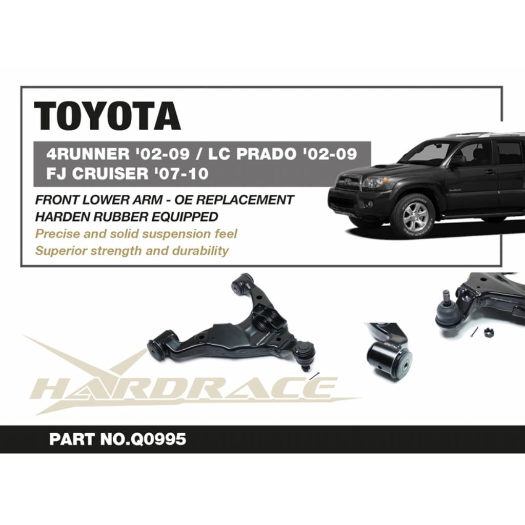 HARDRACE Q0995 Передній нижній важіль - OE Заміна (Жорстка гума) - 2 шт для TOYOTA 4RUNNER '02-09 / LC PRADO '02-09 / FJ CRUISER '07-10 / LEXUS GX470 '02-09 Photo-1 