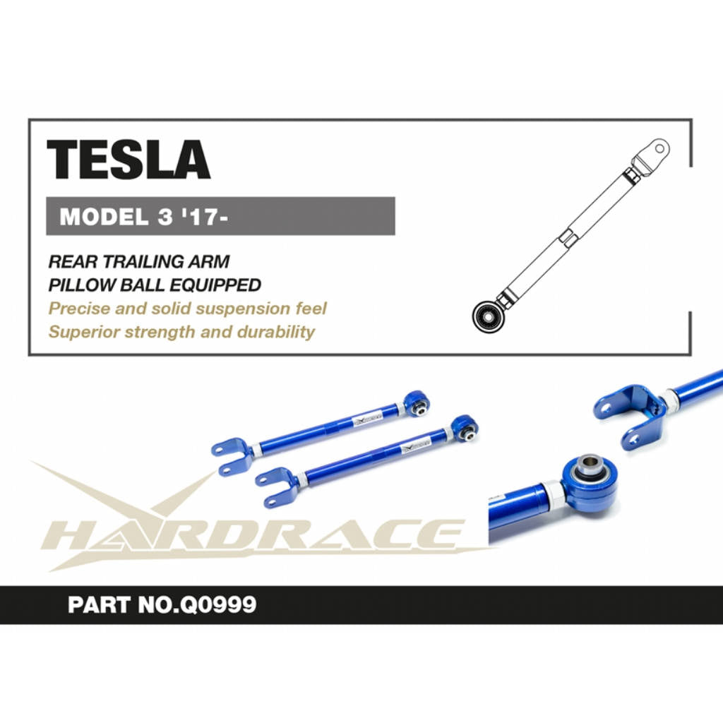 HARDRACE Q0999 Задній причепний важіль (Сферична подушка) - 2 шт для TESLA MODEL 3 '17- Photo-1 