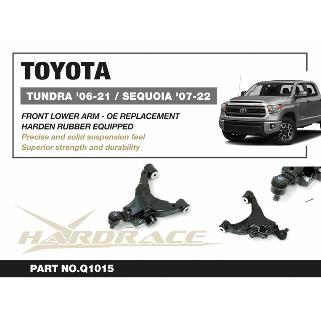 HARDRACE Q1015 Передній нижній важіль - OE Заміна (Жорстка гума) - 2 шт для TOYOTA TUNDRA '06-21 / SEQUOIA '07-'22 Photo-1 