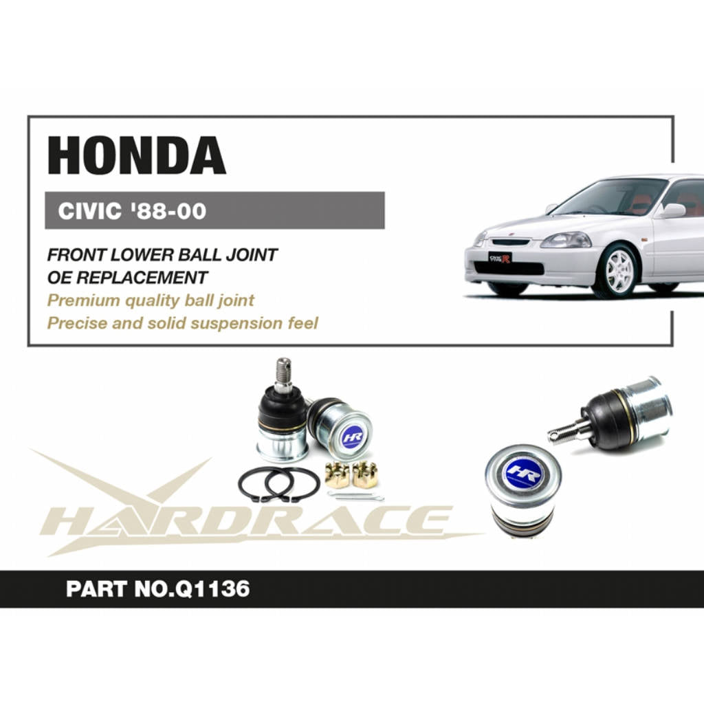 HARDRACE Q1136 Передній нижній сферичний шарнір (OE Заміна) - 2 шт для HONDA CIVIC '88-00 / CR-X'88-91 / INTEGRA '90-01 / CR-V '97-01 Photo-1 